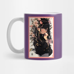 Aesthetic Anime Girl Pink Rosa Black | Quality Aesthetic Anime Design | Premium Chibi Manga Anime Art Mug